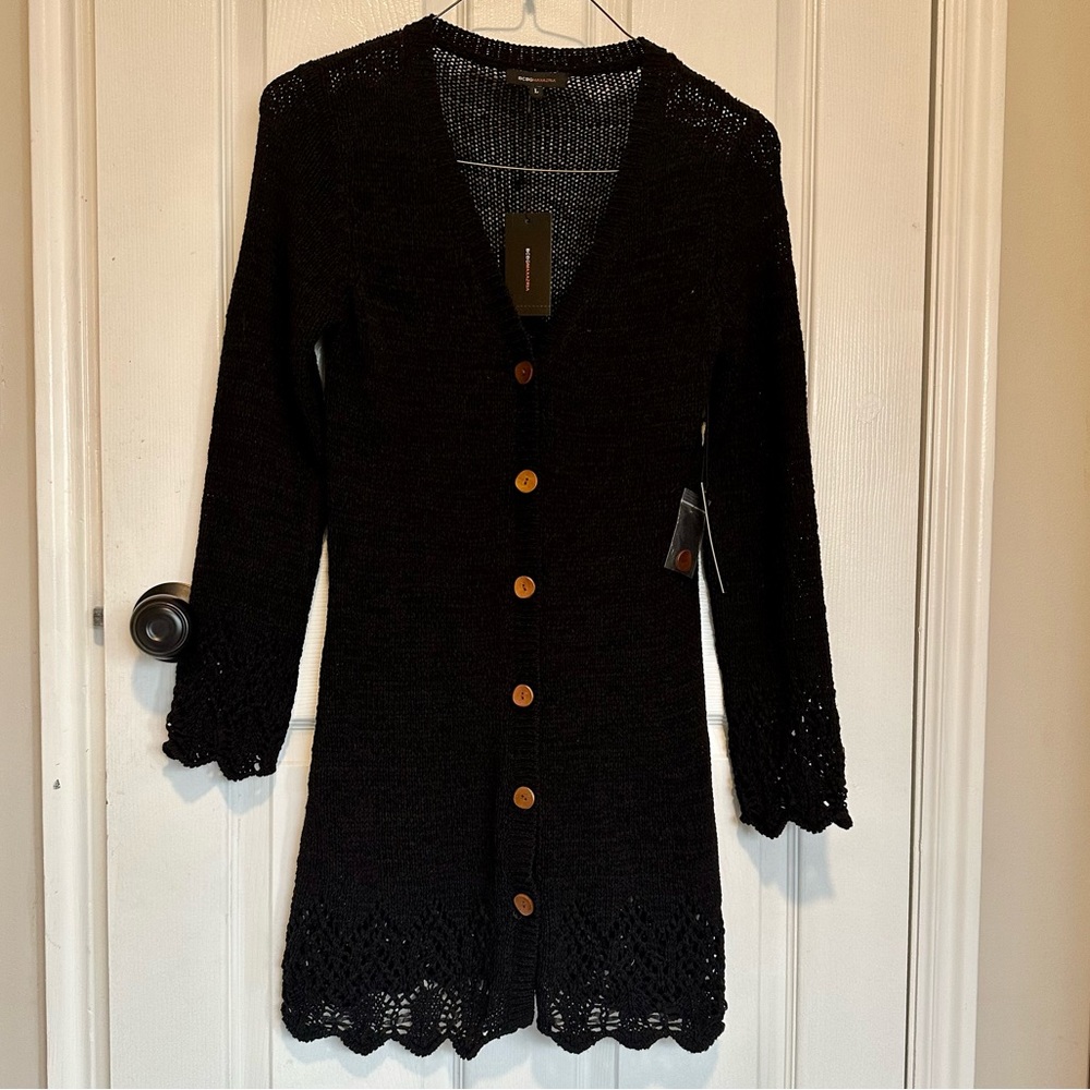 BCBGMaxAzaria Black Knit Cardigan sz L